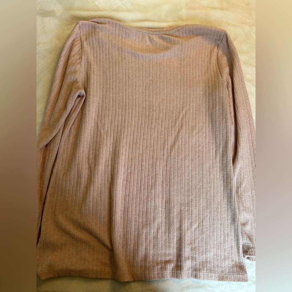 Light Pink Ribbed Long Sleeve Top - Picture 2 of 3